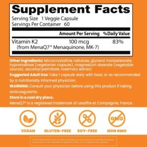 Doctor's Best Vitamin K2 MK7 supplement facts