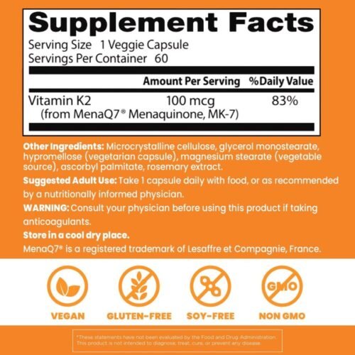 Doctor's Best Vitamin K2 MK7 supplement facts