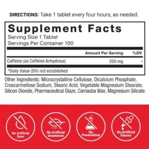 Force Factor Caffeine 200 Mg Supplement facts