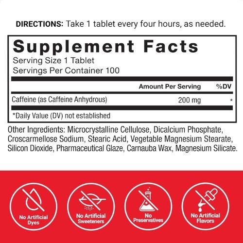 Force Factor Caffeine 200 Mg Supplement facts