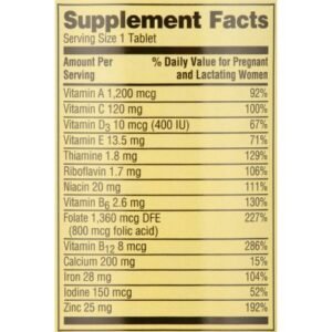 Spring Valley Prenatal Multivitamin Tablets supplement facts
