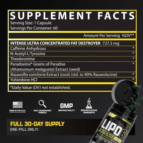 Lipo 6 Intense supplement facts