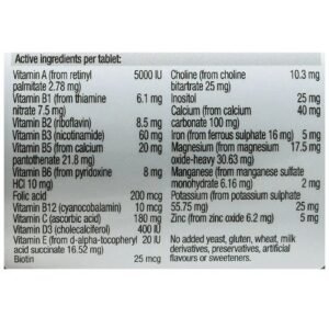 Blackmores Multivitamin + Mineral Tablets supplement facts