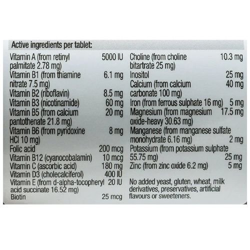 Blackmores Multivitamin + Mineral Tablets supplement facts