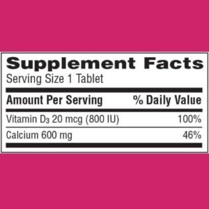 Caltrate 600+D3 spplemement facts