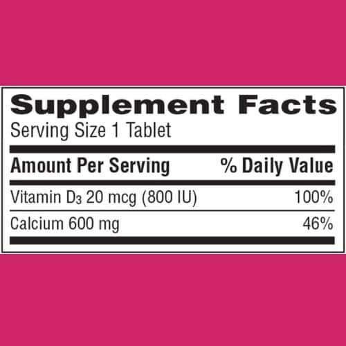 Caltrate 600+D3 spplemement facts