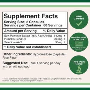 Double Wood Prostate Support Capsule Supplement Facts