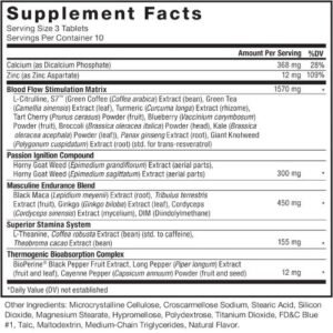 Force Factor SCORE XXL Tablets supplement facts