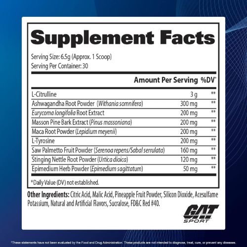 GAT Sport Libido Boost Supplement Facts
