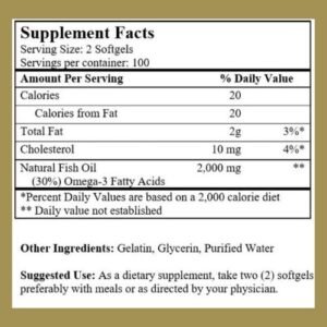 Golden Alaska Deep Sea Fish Oil 1000mg Supplement Facts