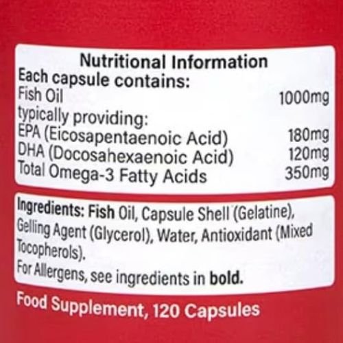 Holland & Barrett Omega 3 Fish Oil supplement facts
