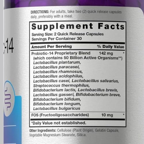 Horbäach Probiotic 50 billion Capsule supplement Facts