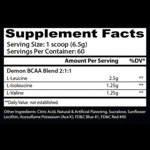 Insane Labz Demon BCAA supplement facts