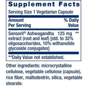 Life Extension Optimized Ashwagandha Supplement Facts