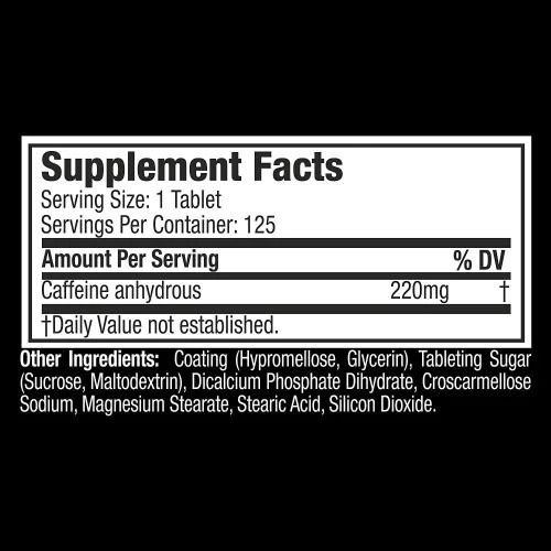 MuscleTech Caffeine nutrition facts