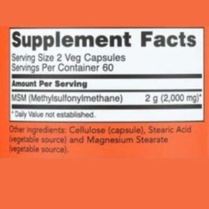 NOW Foods MSM 1000 mg supplement facts
