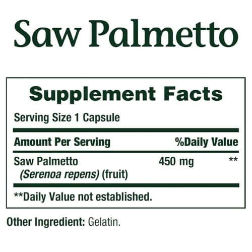 Nature's Bounty Saw Palmetto Supplement Facts