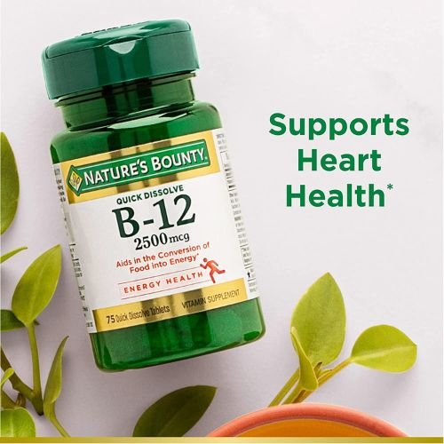 Nature's Bounty Vitamin B12 2500mcg supplement in bd