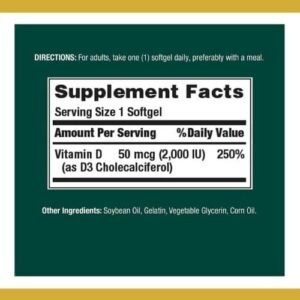 Nature's Bounty Vitamin D3 2000 IU supplement facts