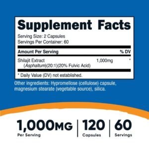 Nutricost Shilajit capsule Supplement Facts
