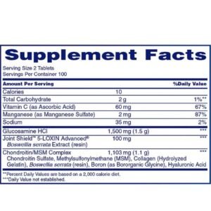 Osteo Bi Flex healthy joints tablets nutrition facts