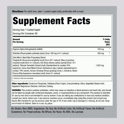 Piping Rock Hard Max Tablet Supplement facts