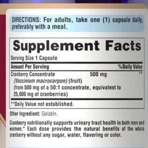 Puritan's Pride Cranberry 500mg Supplement Facts