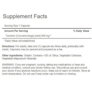 Puritan’s Pride Turmeric Supplement Facts