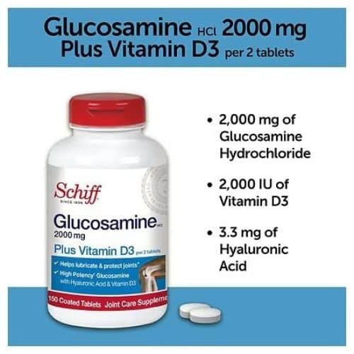 Schiff Glucosamine HCl Plus Vitamin D3 tablets in bd