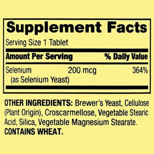 Spring Valley Selenium 200 mcg Tablet supplement facts