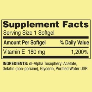 Spring Valley Vitamin E 400 IU Supplement Facts
