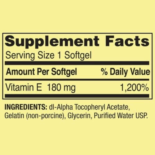 Spring Valley Vitamin E 400 IU Supplement Facts