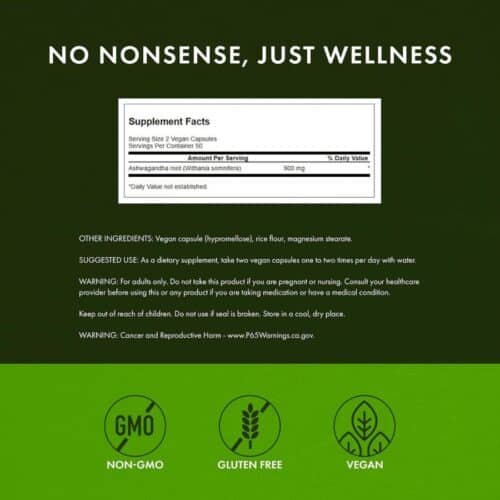 Swanson Ashwagandha Capsules Supplement facts