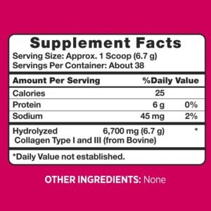 Pink Beauty Collagen Peptides Powder nutrition facts