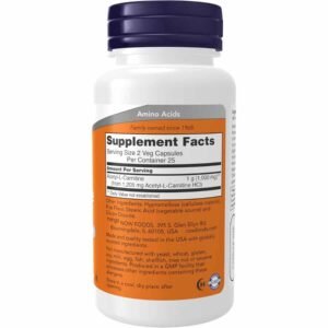 Now Foods Acetyl-L-Carnitine 500 Mg Capsule Supplement facts