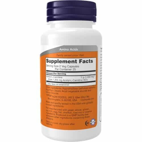 Now Foods Acetyl-L-Carnitine 500 Mg Capsule Supplement facts