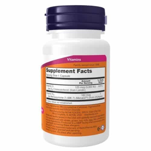 NOW Foods, Mega D-3 & MK-7 Capsules supplement facts