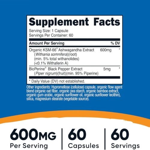 Nutricost KSM-66 Ashwagandha Root Extract 600mg(60 Capsules)