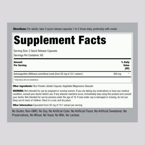 Piping Rock Ashwagandha Supplement(120 Capsules)