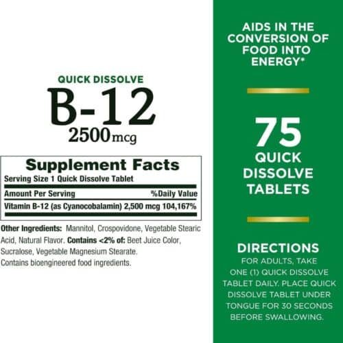 Nature's Bounty B-12 Natural Cherry 2,500 mcg 75 Tablets  price in Bangladesh