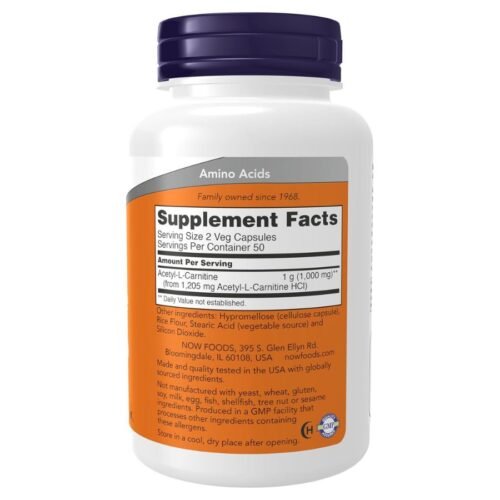 NOW Supplements Acetyl-L Carnitine 500 mg 100 Veg Capsules price in Bangladesh