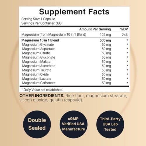 NatureBell Magnesium Complex 500mg | 10-in-1 Magnesium Glycinate, Citrate, Malate & More | 300 Capsules Price in Bangladesh