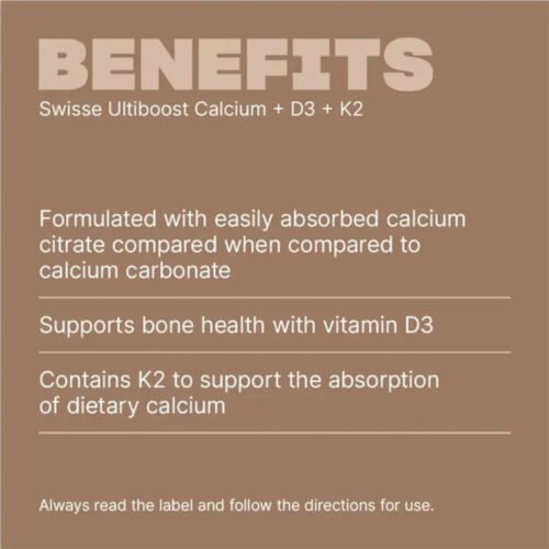 Swisse Ultiboost K2 Calcium + D3 (90 Tablets)