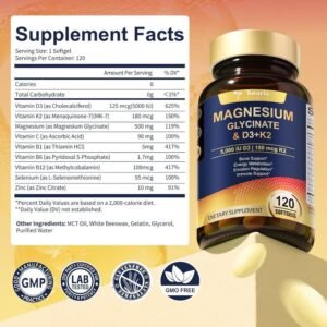 Totaria Magnesium Glycinate 180mcg + Vitamin D3 5000 IU & K2 120 Softgels price in Bangladesh