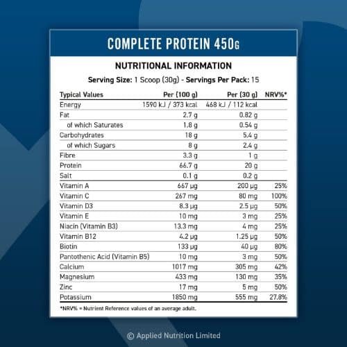 Applied Nutrition Complete Protein Powder Vanilla Flavor 450g Whey Protein (15 servings) price in Bangladesh