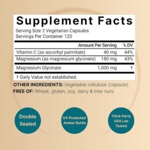 NatureBell Pure Magnesium Glycinate 1,000 mg, (240 Capsules)