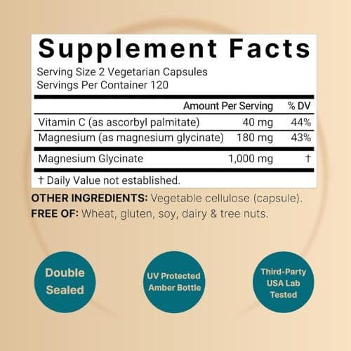 NatureBell Pure Magnesium Glycinate 1,000 mg, (240 Capsules)