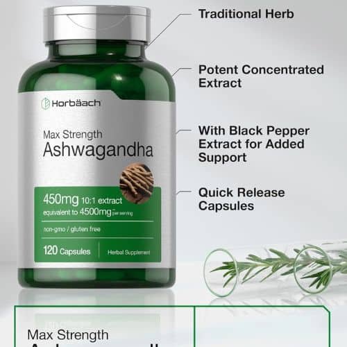 Horbäach Ashwagandha Supplement | Max Strength| Non-GMO, Gluten Free (120 Capsules) price in Dhaka