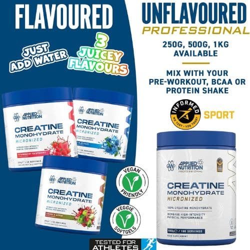 Applied Nutrition Creatine monohydrate Strawberry & Raspberry Flavored (50 Servings)